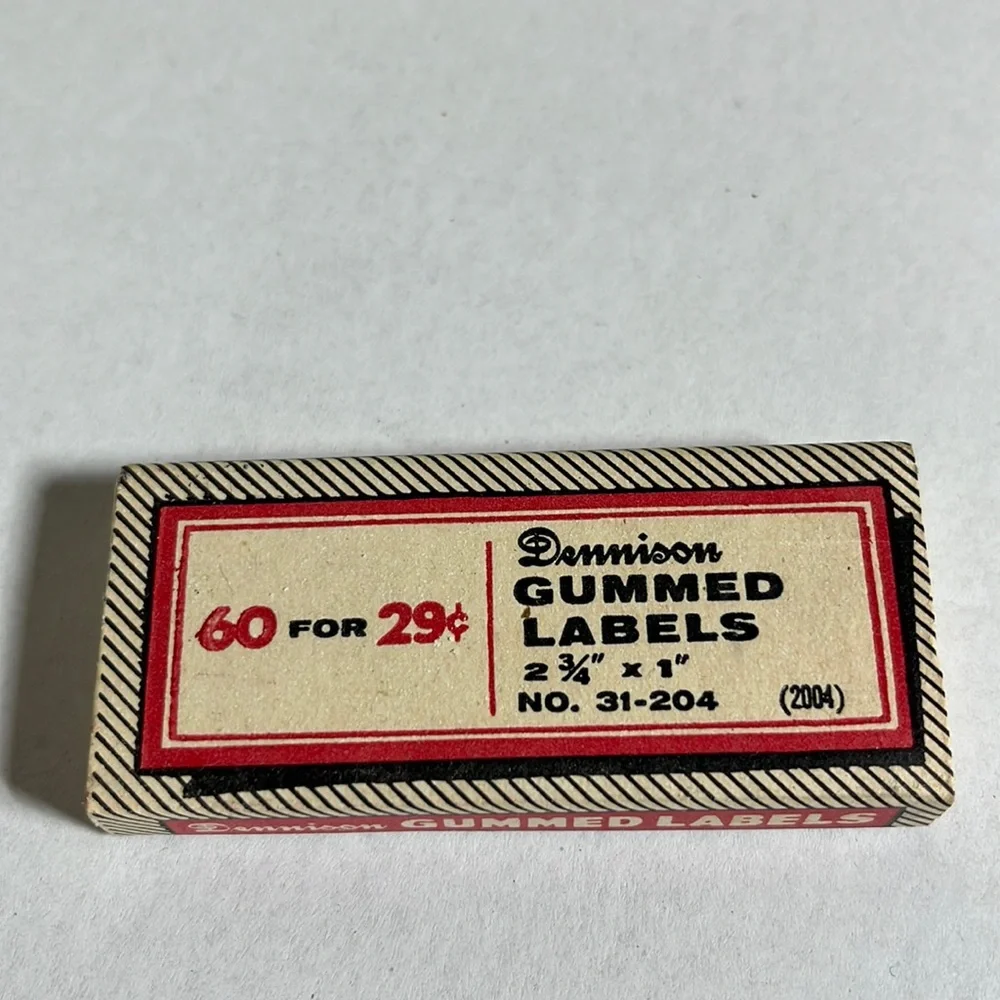Dennison gummed labels 60 count vintage